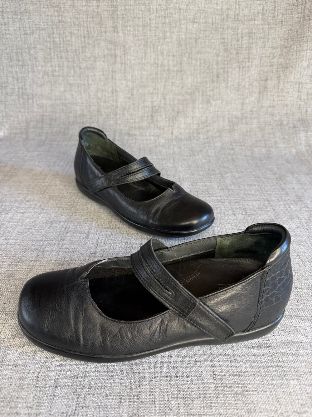 Ziera Black Leather Comfort Mary Jane Shoes Strap Orthotic Friendly Women's 38 W